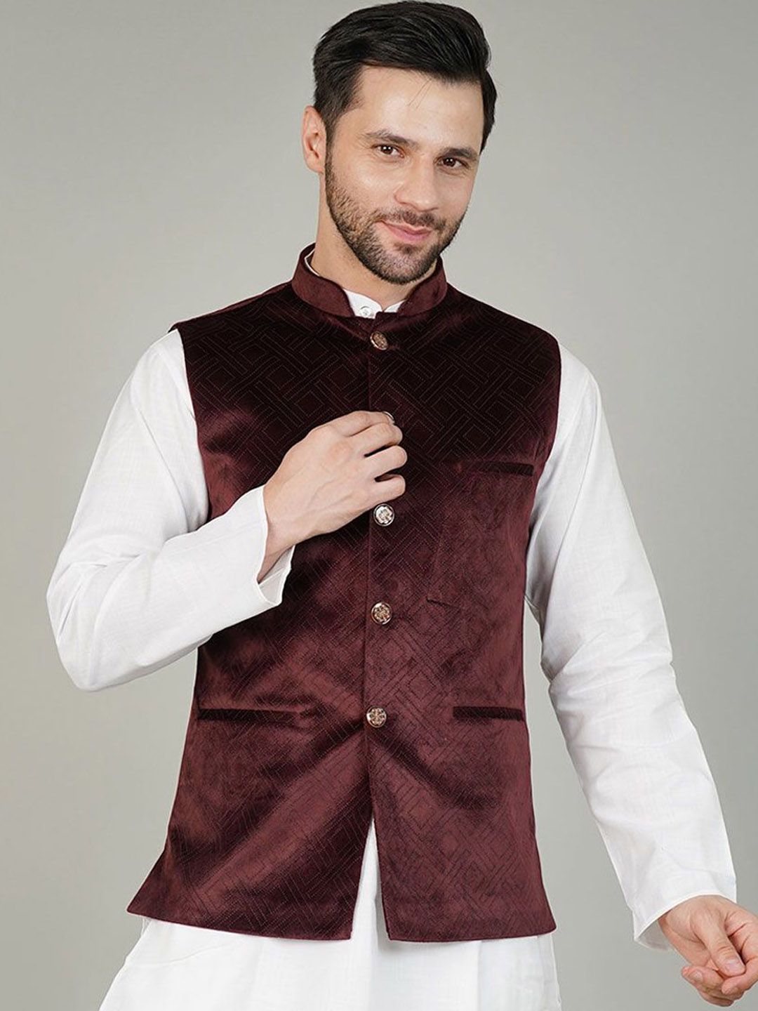 Wintage Self Design Nehru Jacket