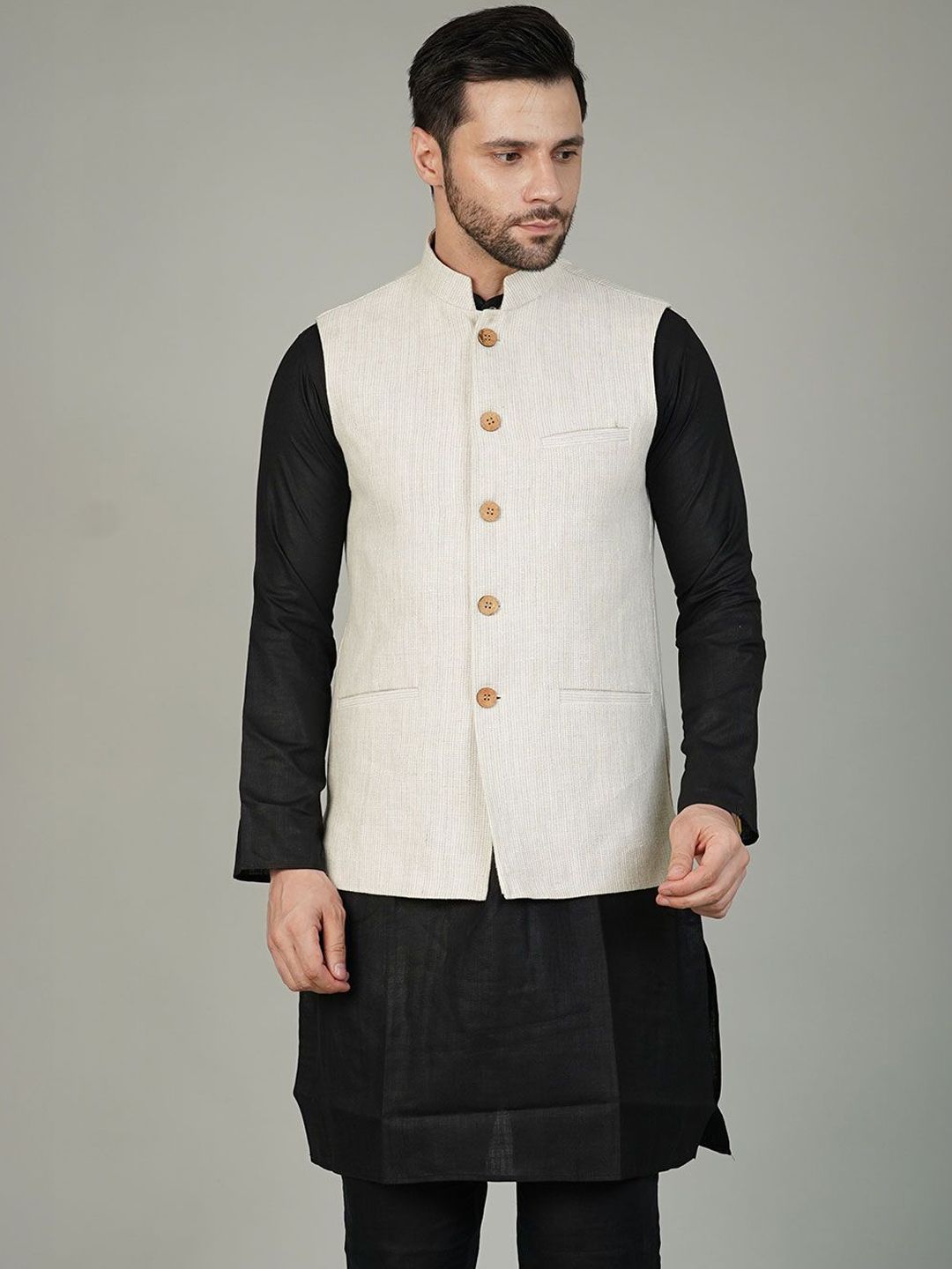 Wintage Men Striped Nehru Jacket