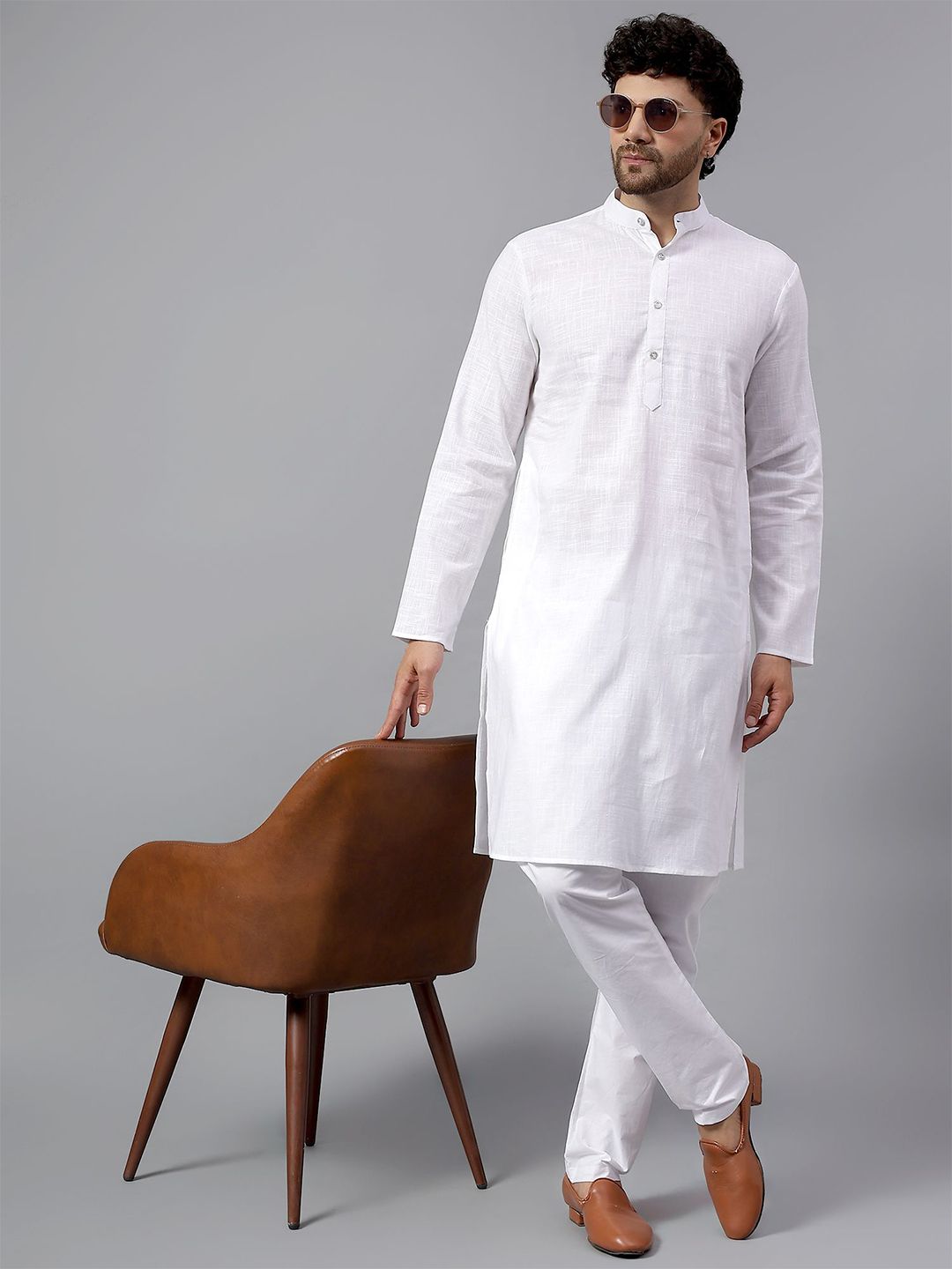 Latest Chikan Garments Mandarin Collar Straight Kurta