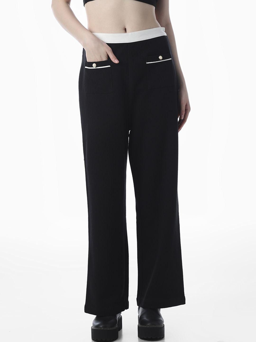 ONLY Women Straight Fit High-Rise Cotton Regular Trousers