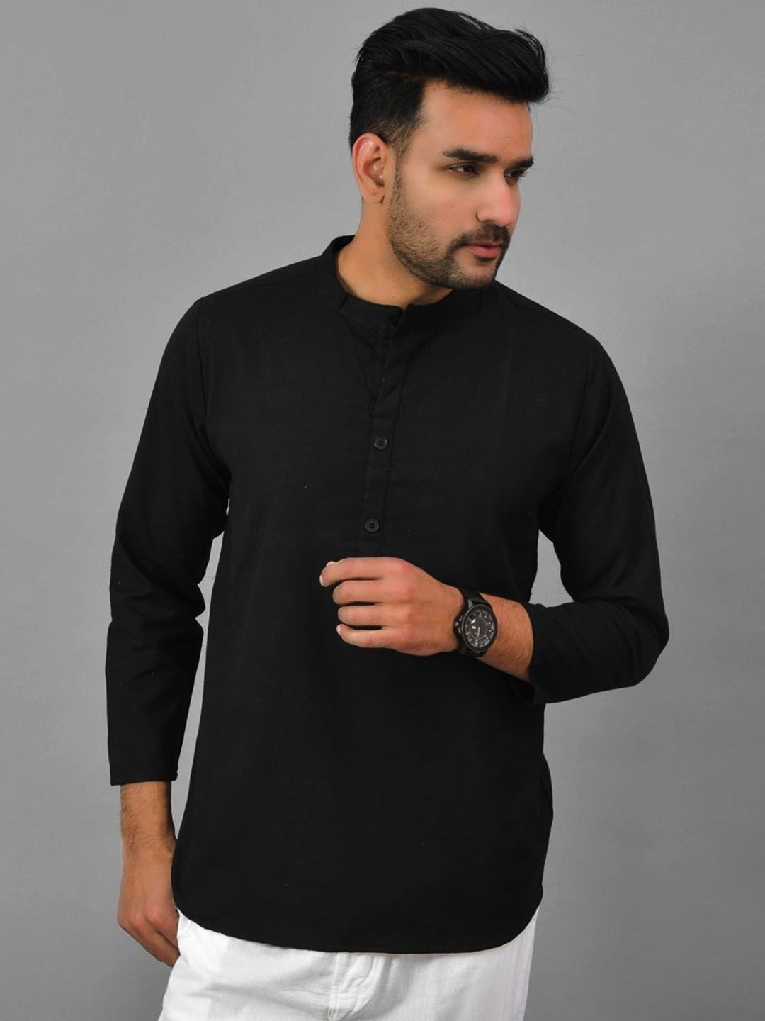 Anouk Rustic Men Mandarin Collar Short Kurta