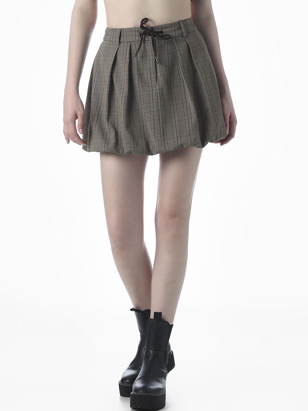 ONLY Women Checked Flared Mini Skirt