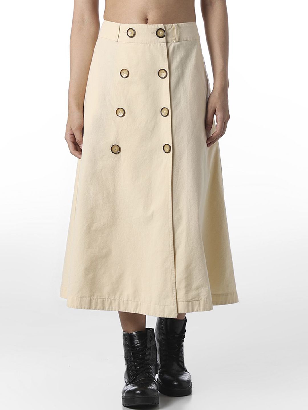 ONLY Women Cotton Straight Midi Skirt