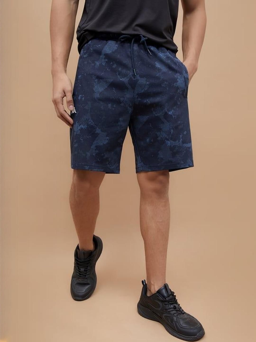 Kappa Men Camouflage Printed Regular Fit Mid-Rise Cotton Sports Shorts