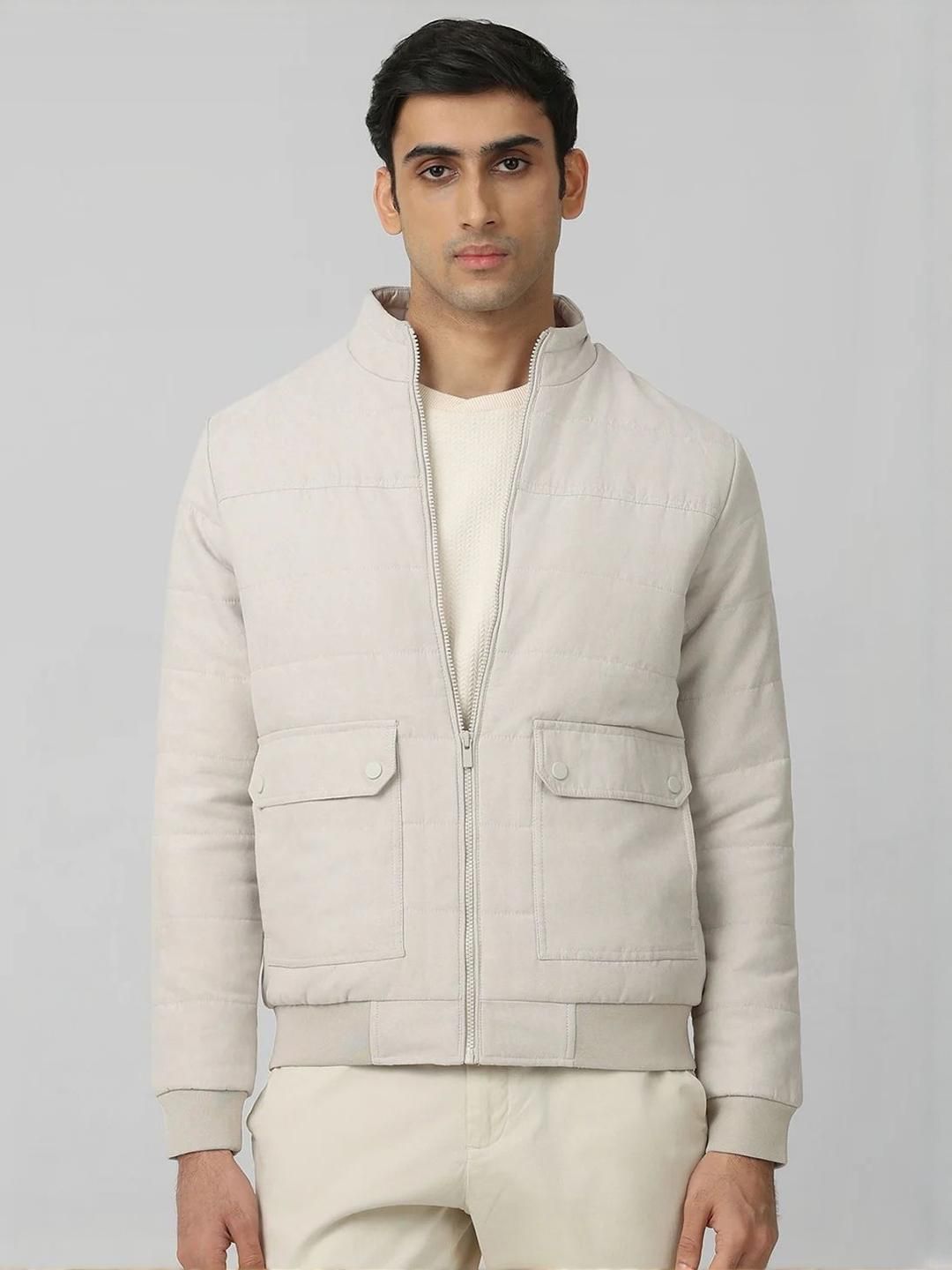 Mufti Men Mock Collar Solid Padded Jacket