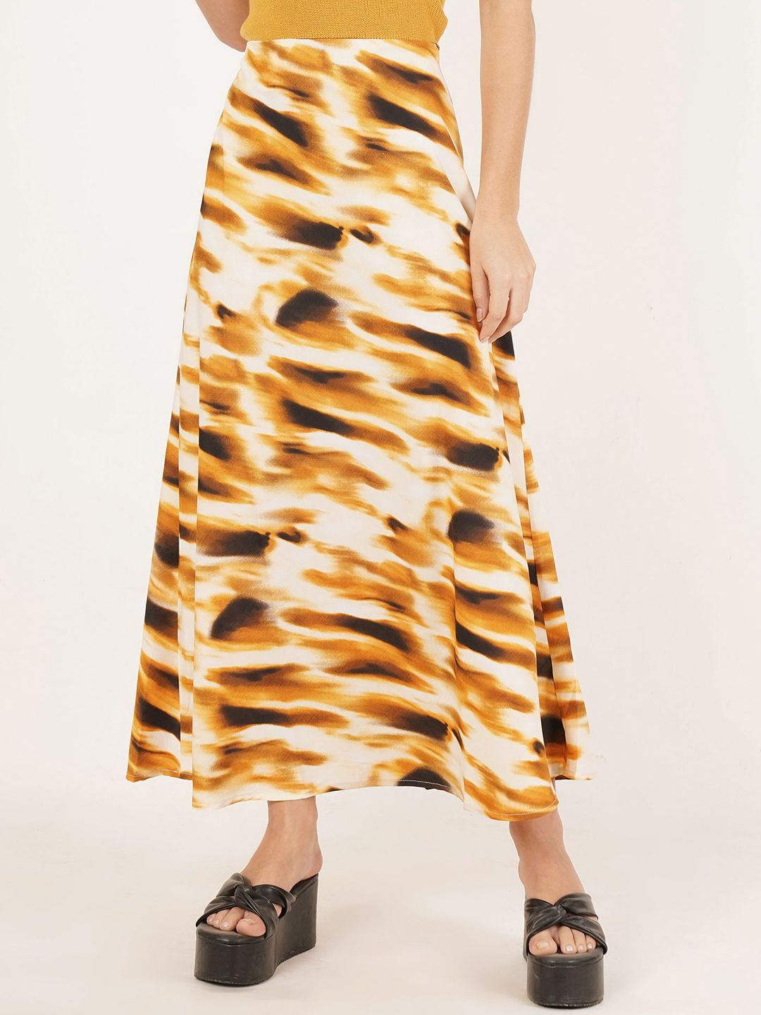 IX IMPRESSION Women Animal Printed Maxi Flared Skirt