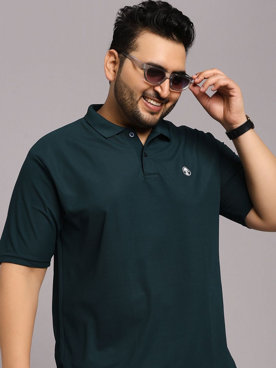 TIMBER HITCH Men Plus Size Solid Polo Collar T-shirt