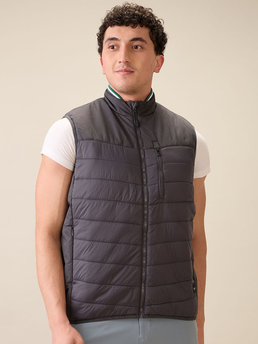 ColorPlus Stand Collar Sleevesless Puffer Jacket