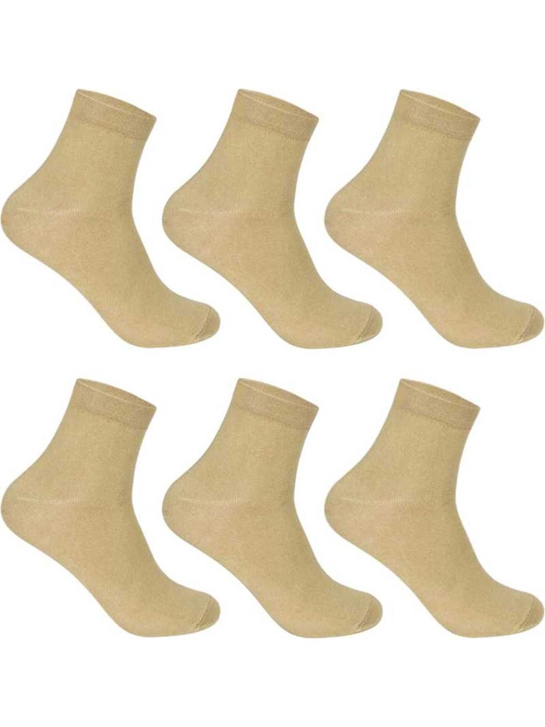 Akeeta Khaki Pack Of 6 Cotton Solid Ankle-Length Socks