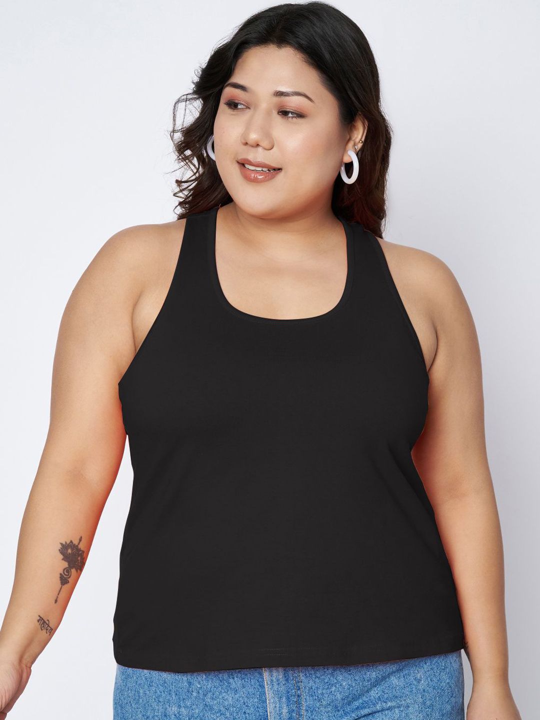 BRINNS Plus Size Women Solid Round Neck Non Padded Camisole