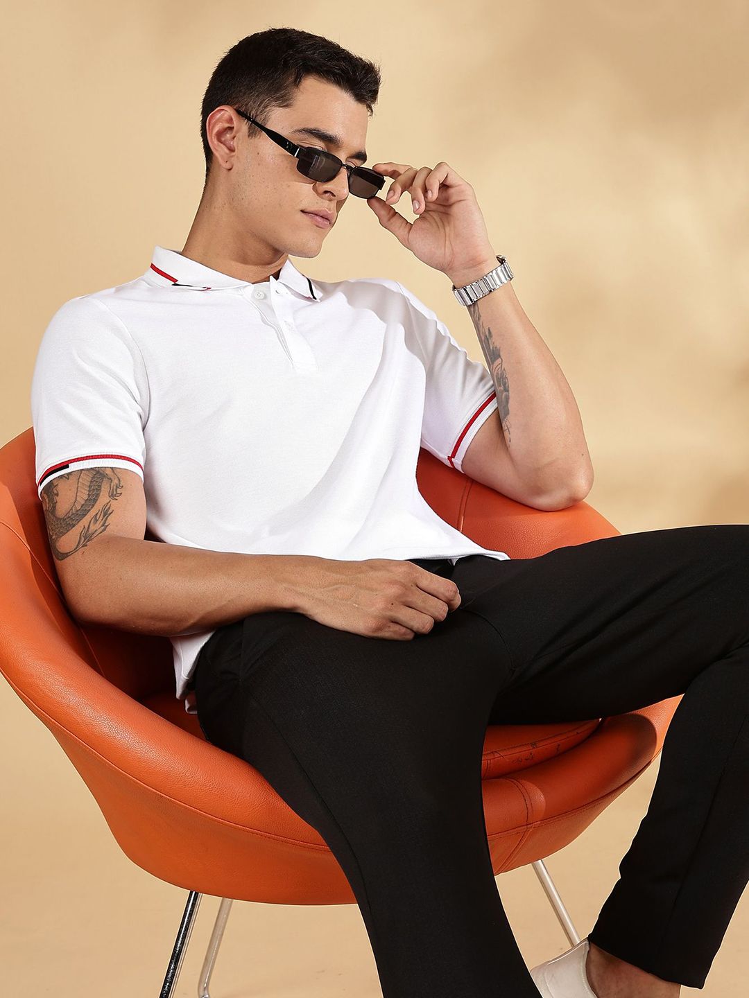 Mast & Harbour Men Solid Polo Collar Cotton T-shirt