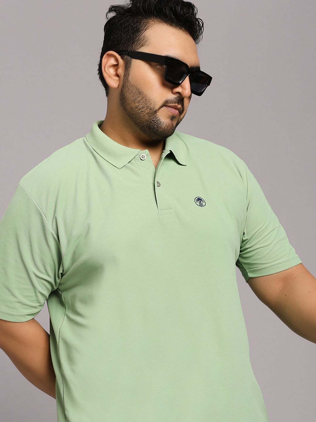 TIMBER HITCH Men Plus Size Solid Polo Collar T-shirt