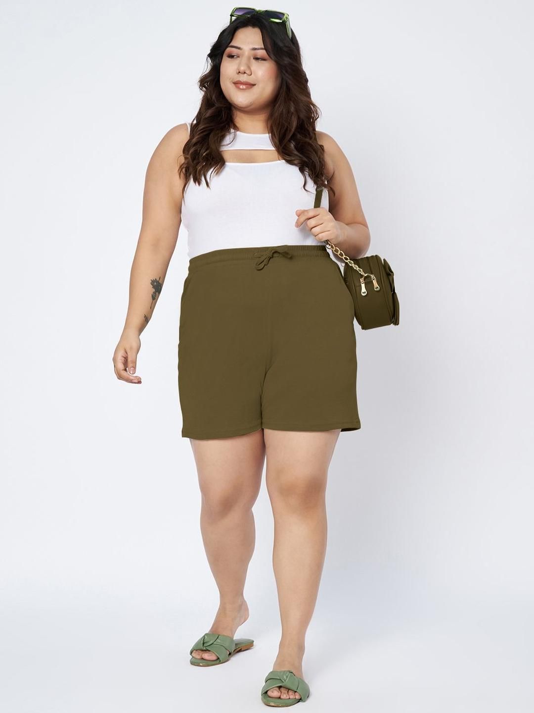 BRINNS Women Mid-Rise Above Knee Cotton Regular Shorts