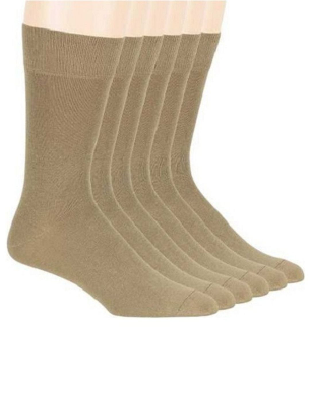 Akeeta Pack of 6 Beige Solid Cotton Calf Length Socks