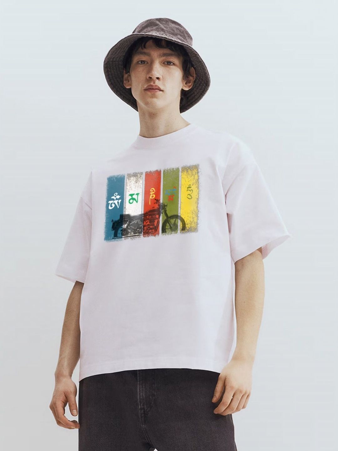 TOGS & TERRE Men Graphic Printed Round Neck Cotton Oversized T-shirt