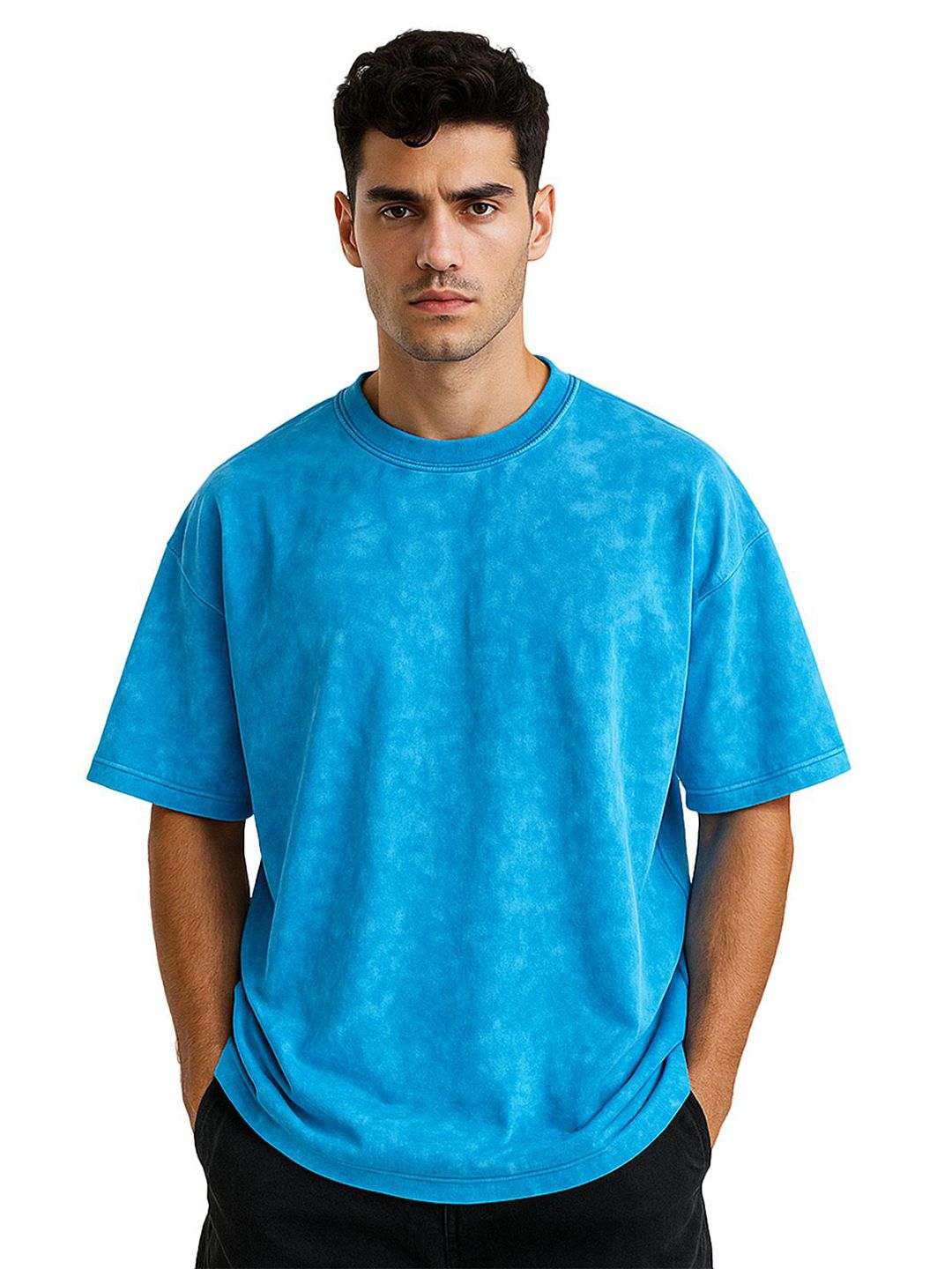 VEIRDO Oversized Tie And Dyed Drop-Shoulder Sleeves Pure Cotton T-Shirt