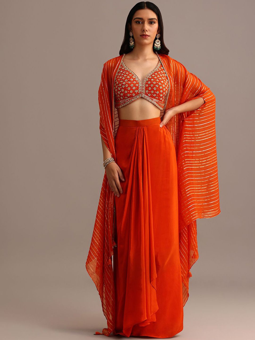 KALKI Fashion KALKI Fashion Women Embroidered Top With Jacket & Skirt Co-Ords