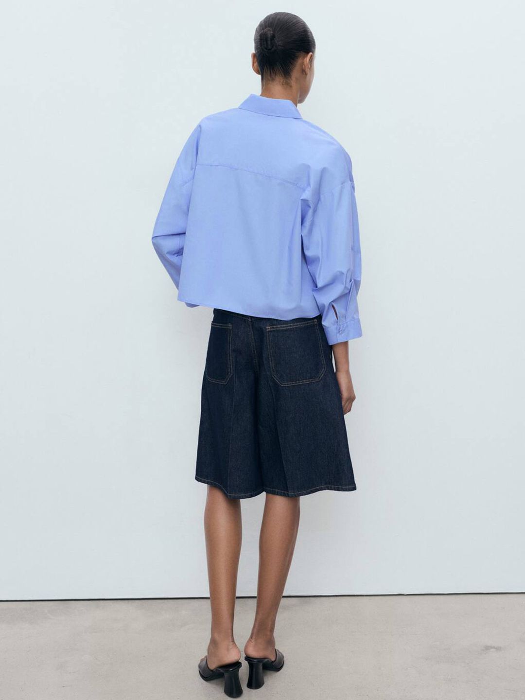 Drop-Shoulder Sleeves Oversized Casual Crop Shirt