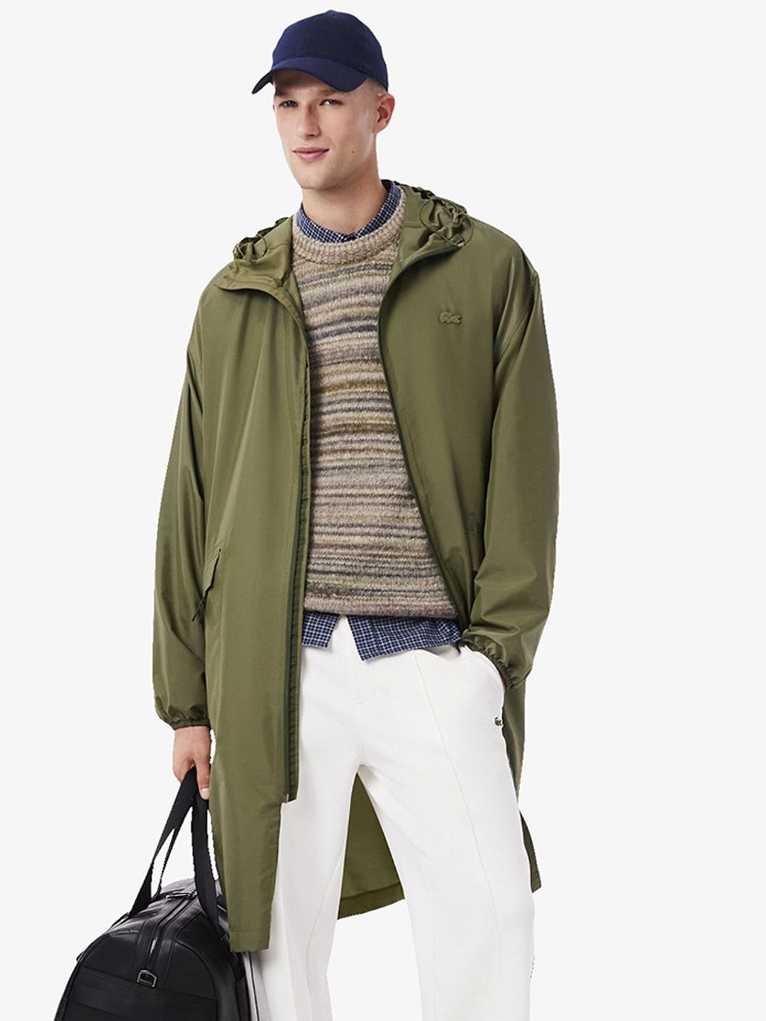 Lacoste Men Hooded Solid Water Resistant Tailored Jacket