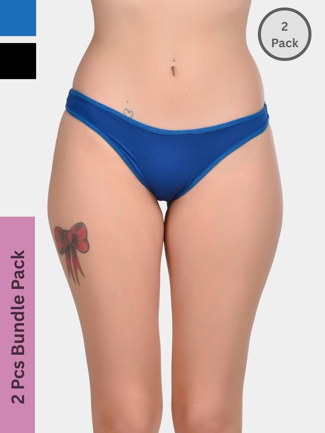 Ribald The Neech Women Pack of 2  Black-Royal Blue High Waist Briefs