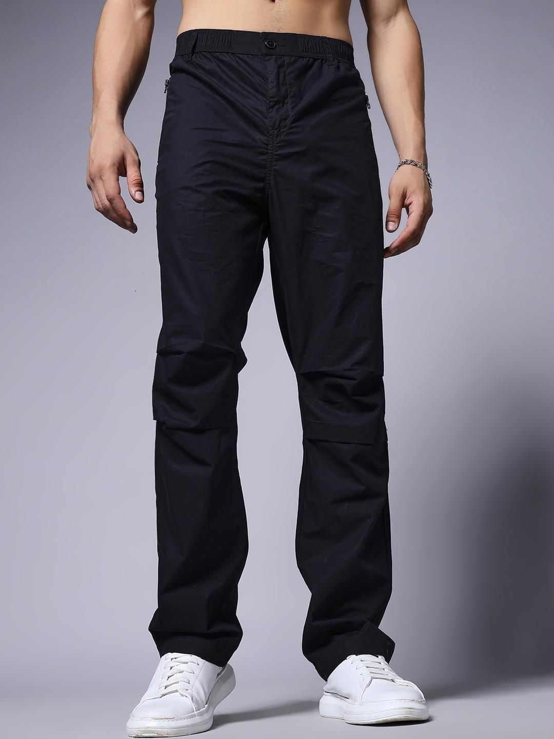 PRONK Men Relaxed Fit Mid-Rise Cargos Trousers