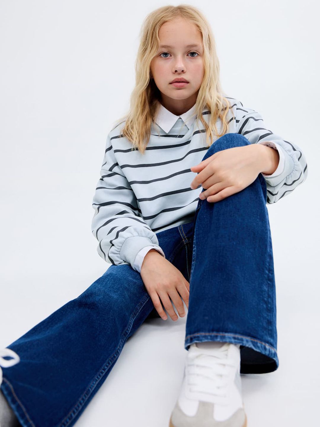Mango Kids Mango Kids Girls Cotton Striped Sweatshirt