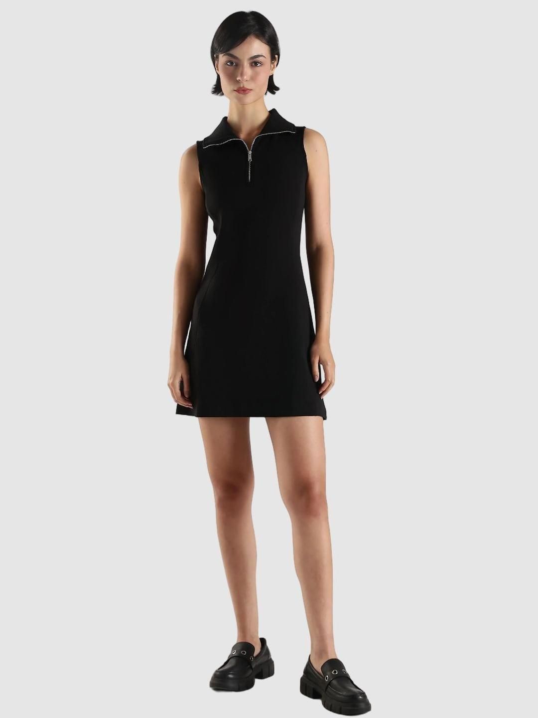 Calvin Klein Jeans Women Mock Neck A-Line Mini Dress