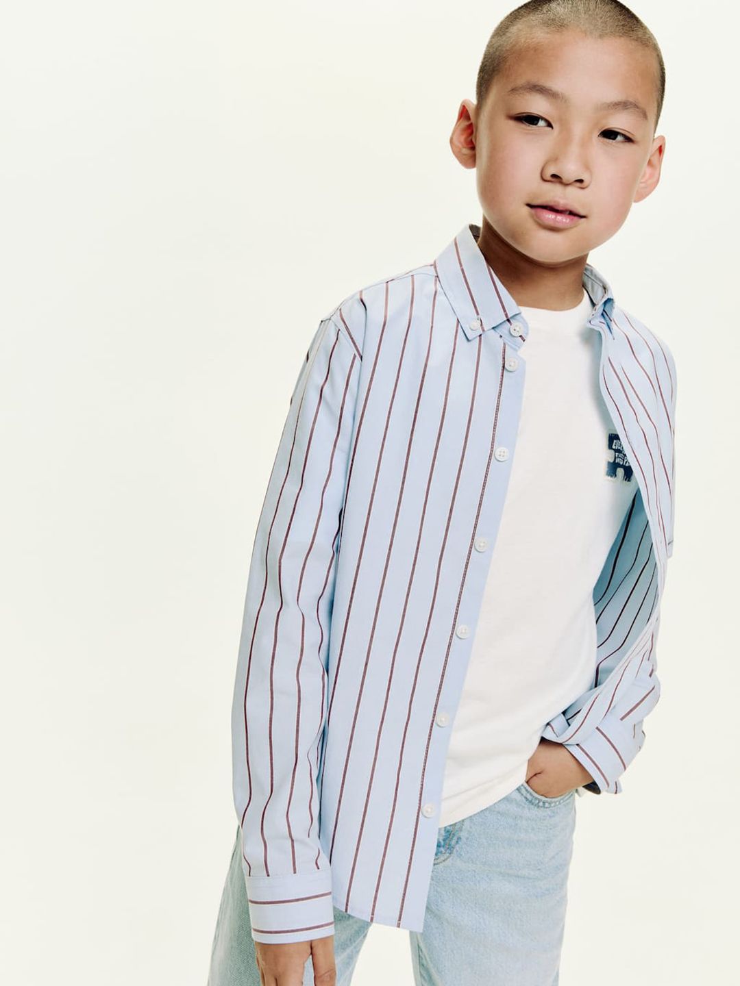 Mango Kids Boys Striped Pure Cotton Shirt