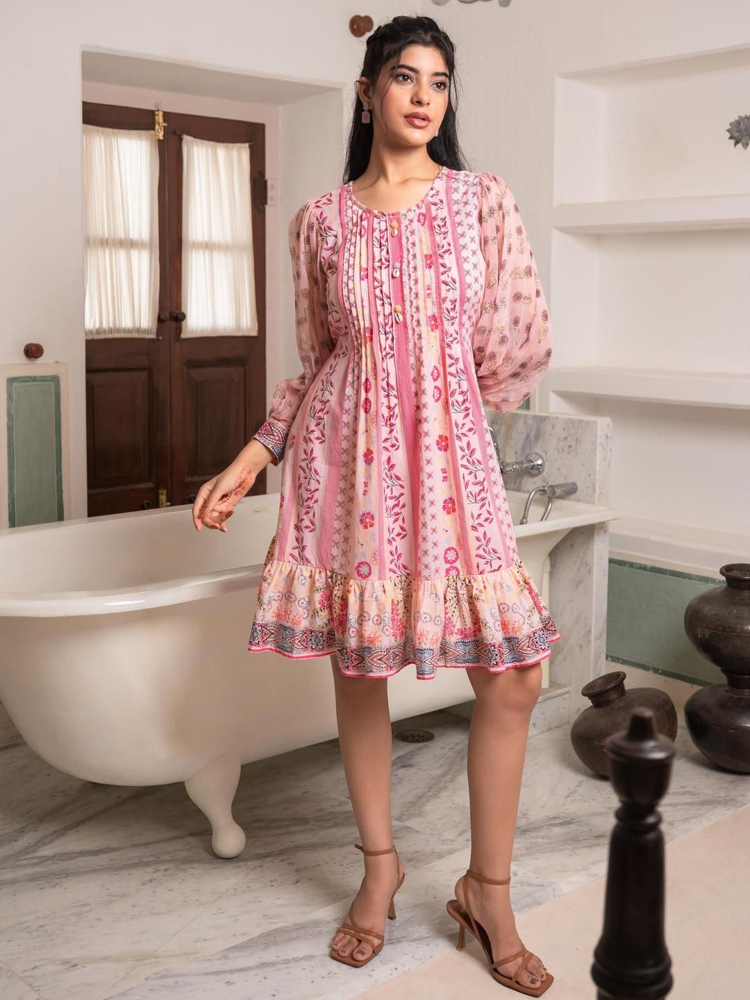 Buy Chandbaali Wonderland Floral Printed Round Neck Fit & Flare