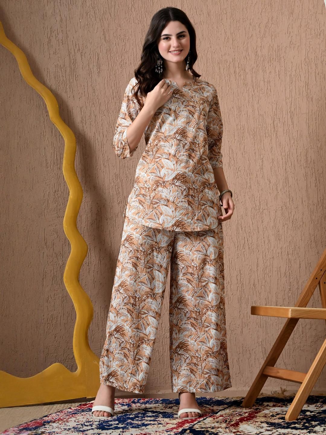 SILAKIVA Women Pure Cotton Tunic With Palazzo Co-Ords