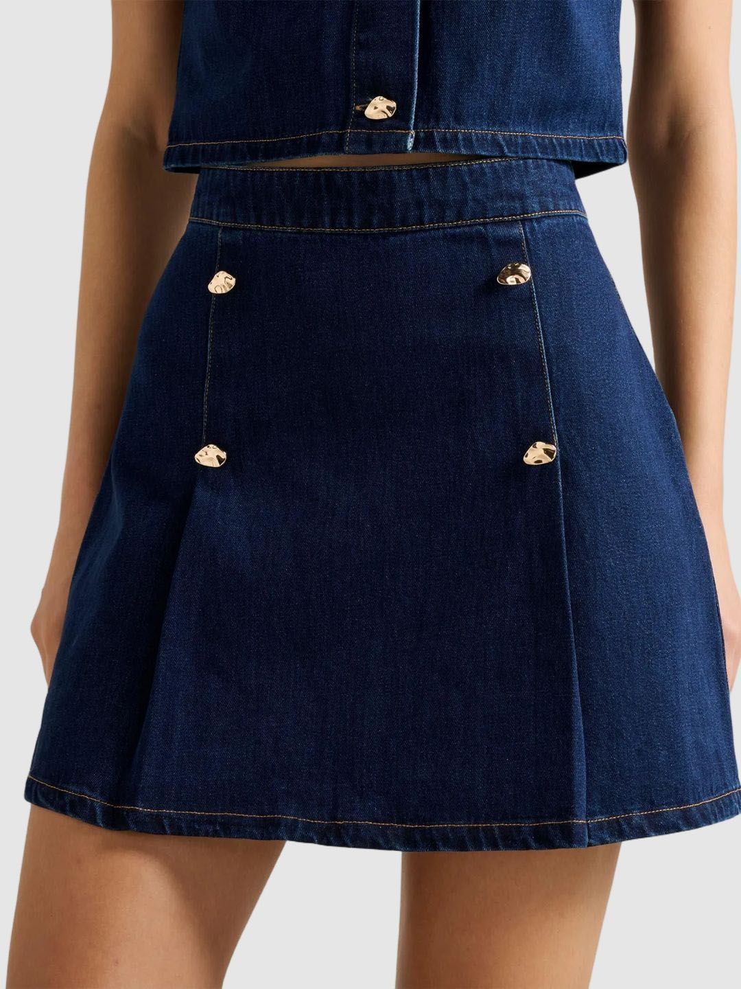 Forever New Women Pure Cotton A-Line Denim Skirt