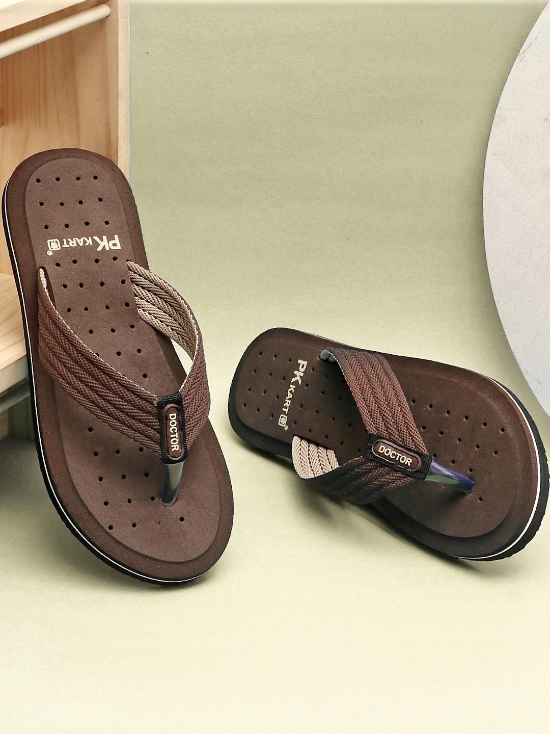 PKKART Men Brown EVA Thong Flip-Flops