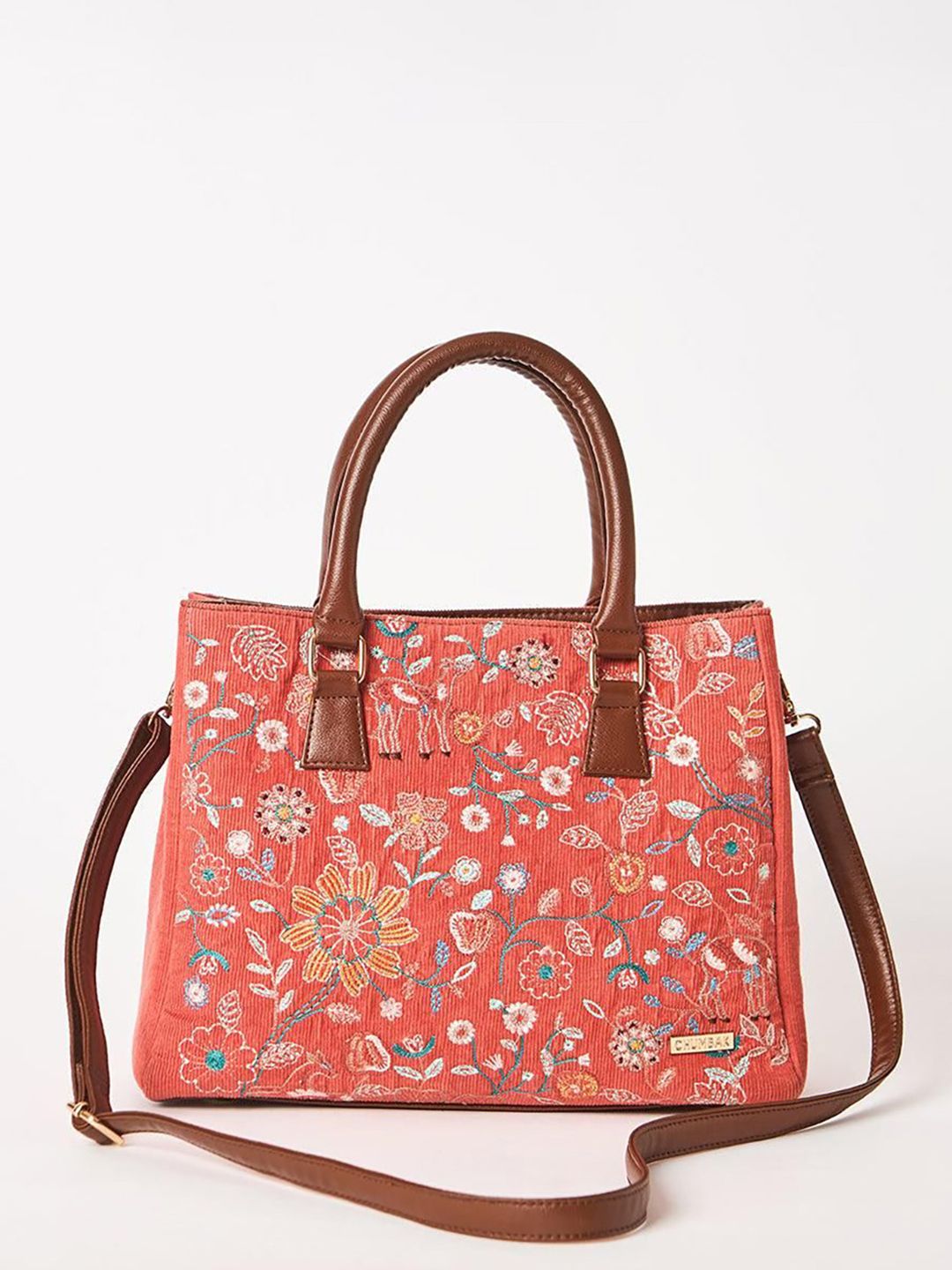 Buy Chumbak Women Floral Printed Structured Tasselled Leather