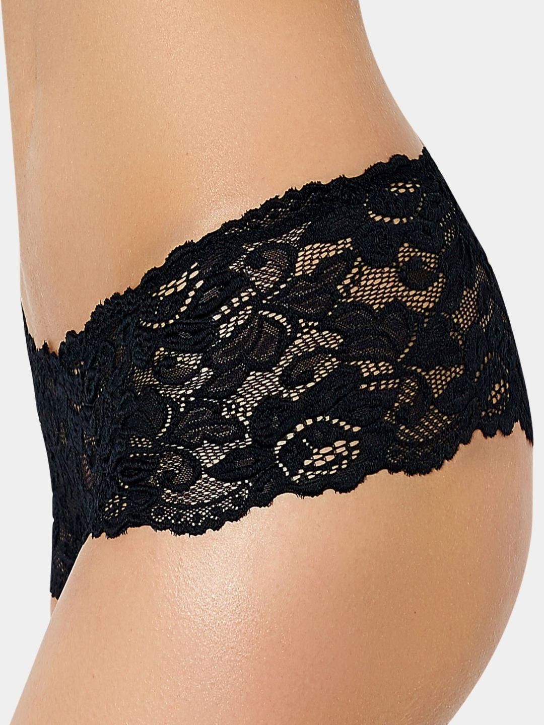 LoveAasan Women Pack of 2 White & Black Hipster Lace Panty