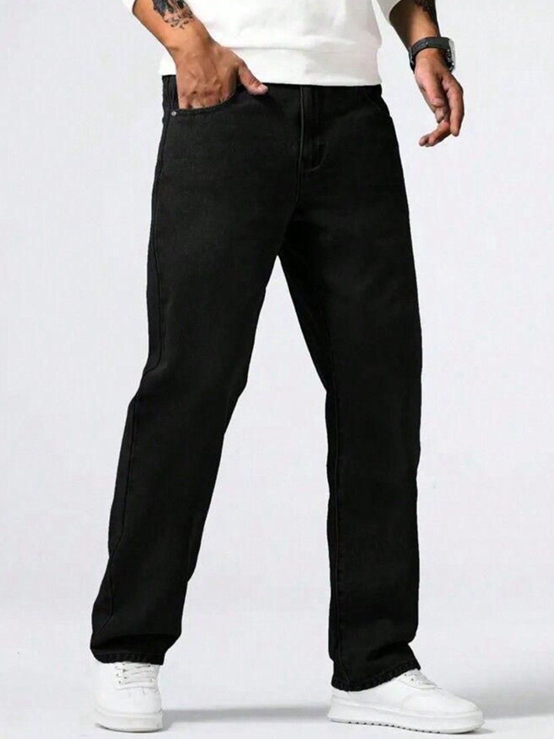 STEPLE DENIMS Men Straight Fit High-Rise Stretchable Jeans