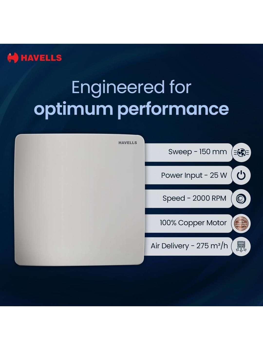 Buy HAVELLS VENTILAIR ZX WHITE 150 MM EXHAUST FAN - Fans for