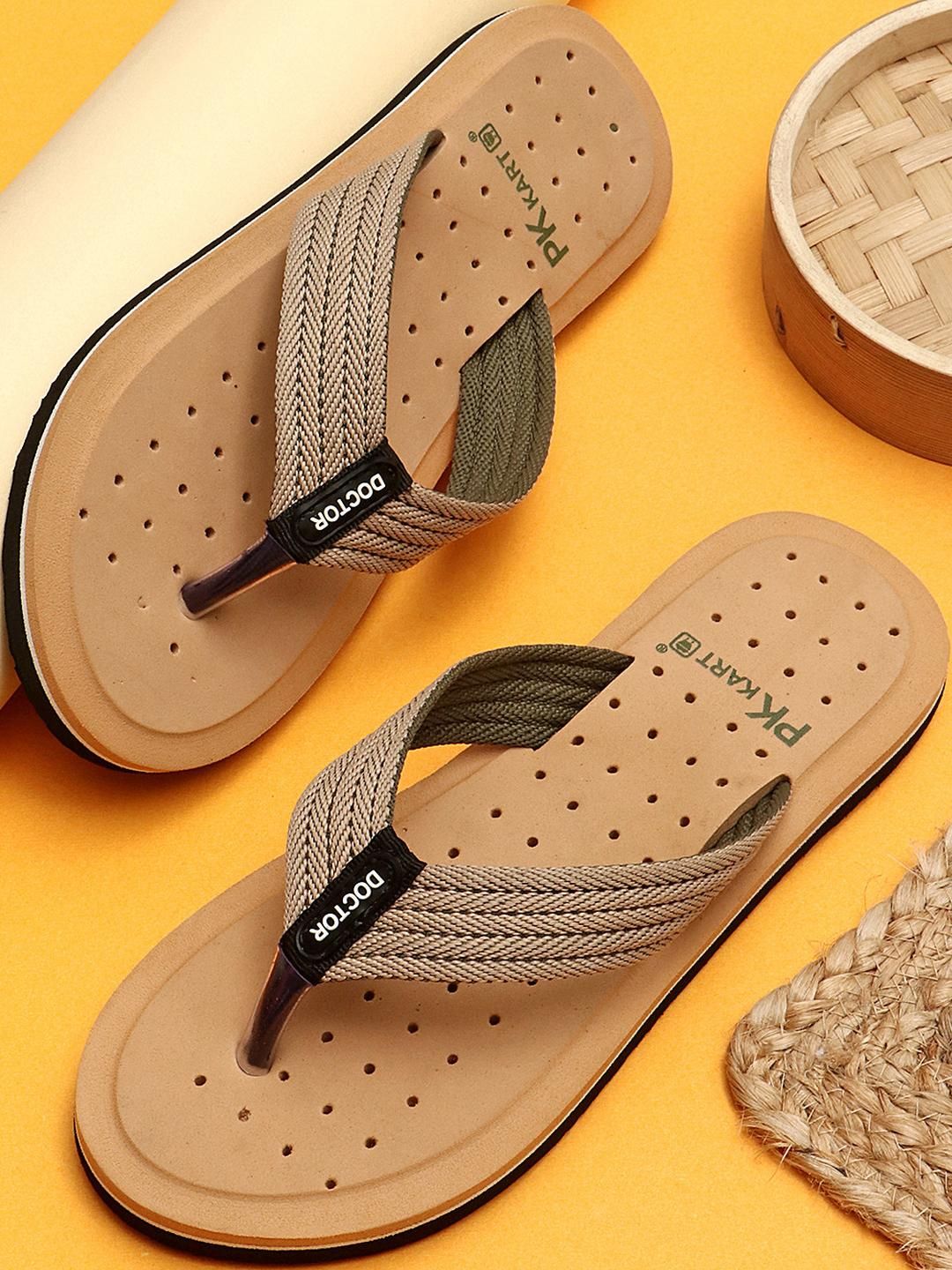 PKKART Men Beige EVA Thong Flip-Flops