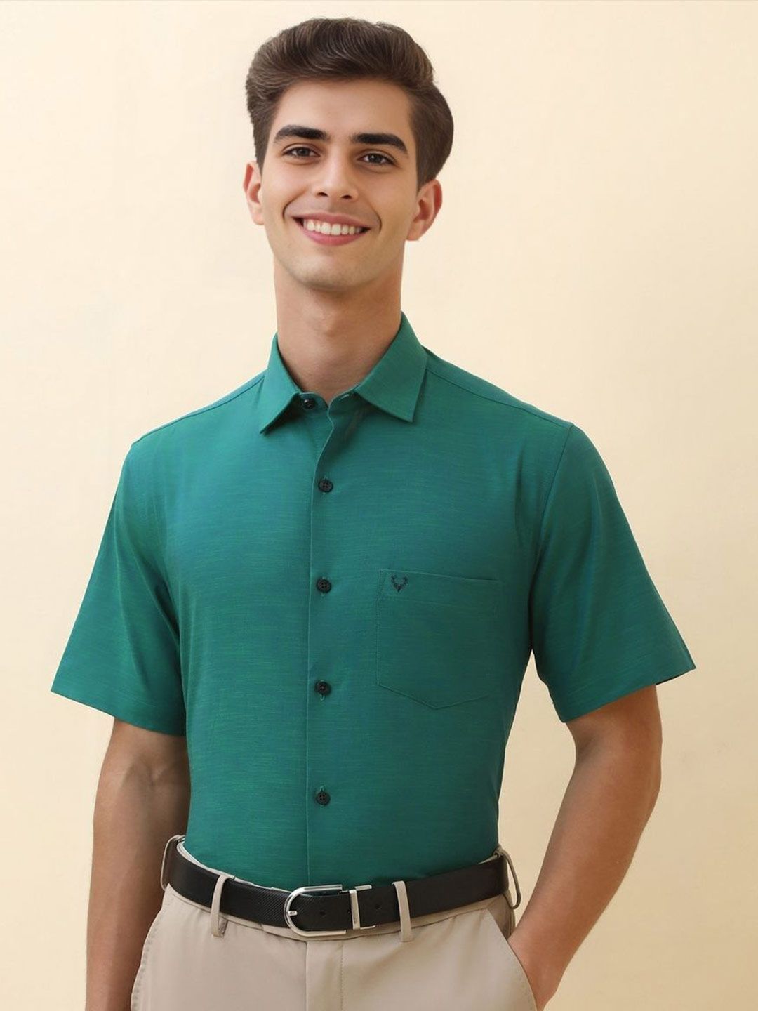 Allen Solly Men Solid Spread Collar Pure Cotton Formal Shirt