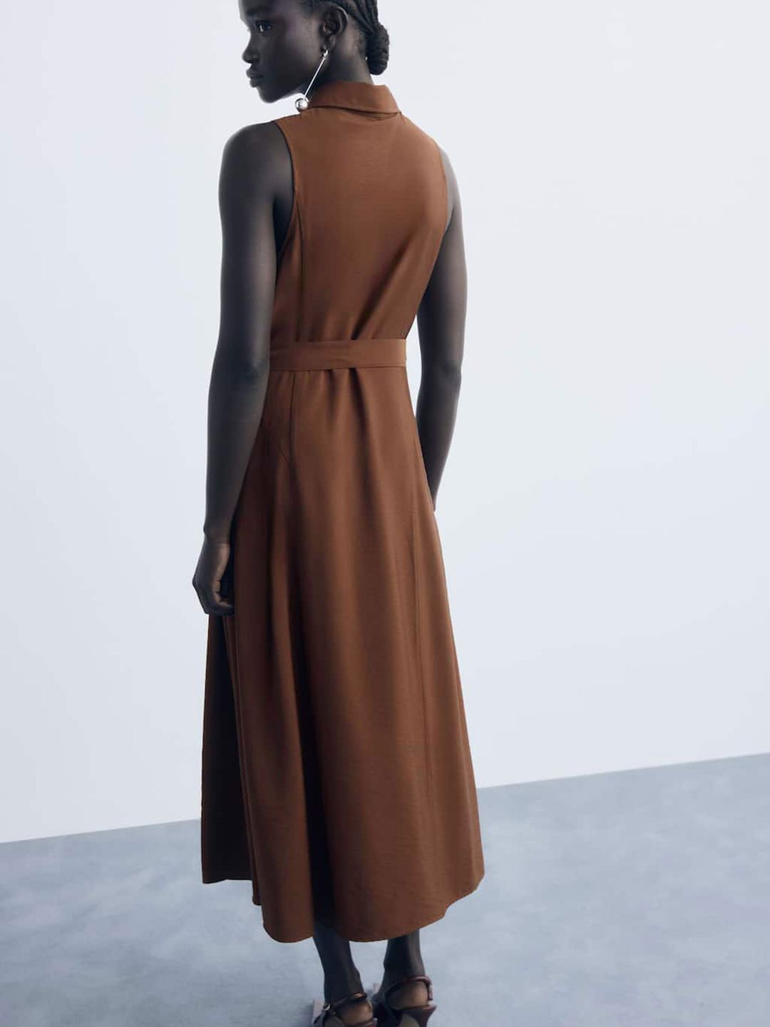 Belted Shirt Midi Dress