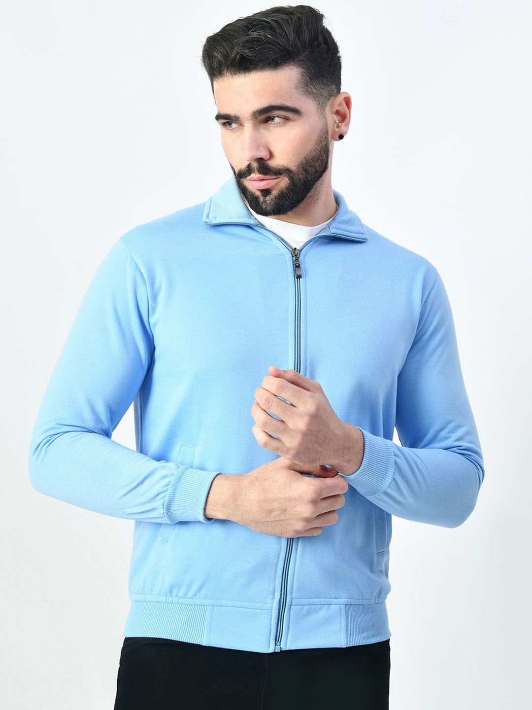 BAESD Men Mock Collar Solid Lightweight Bomber Jacket