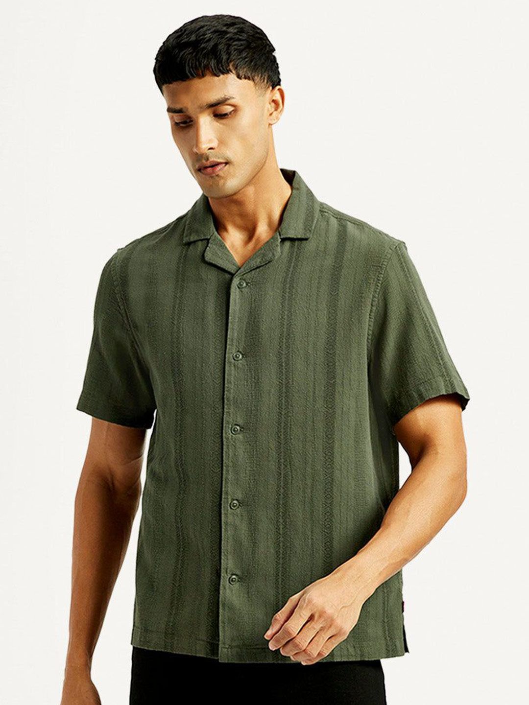 Men Relaxed Fit Cotton Shirt Levis Men Classic Relaxed Fit Textured Cuban Collar Cotton Casual Shirt