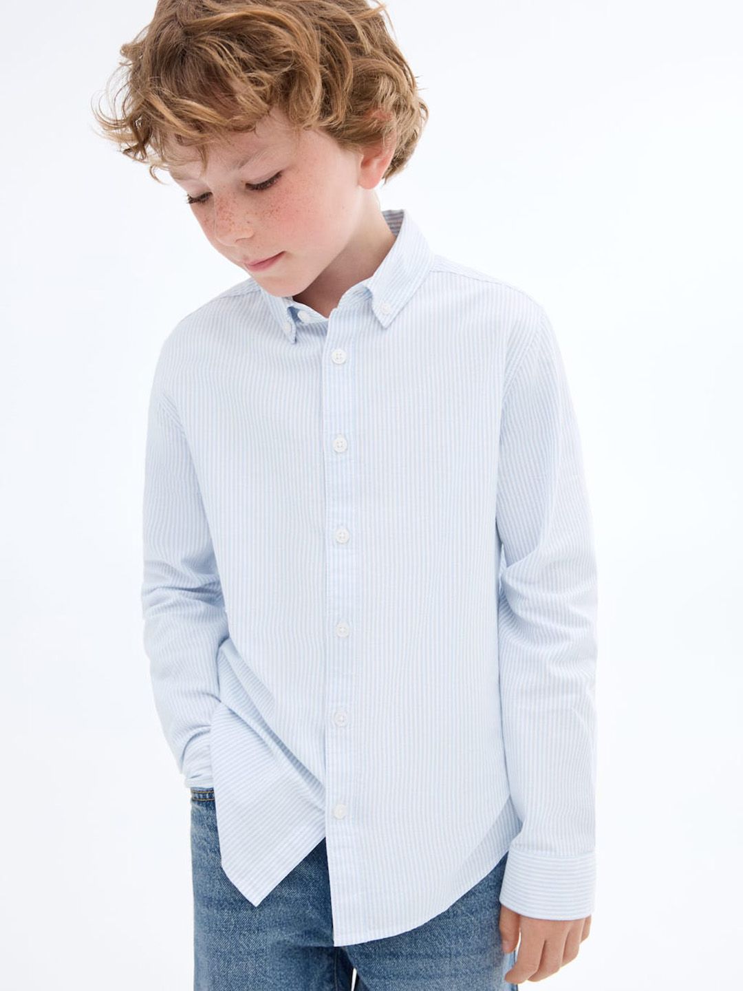 Mango Kids Boys Pinstripes Pure Cotton Shirt