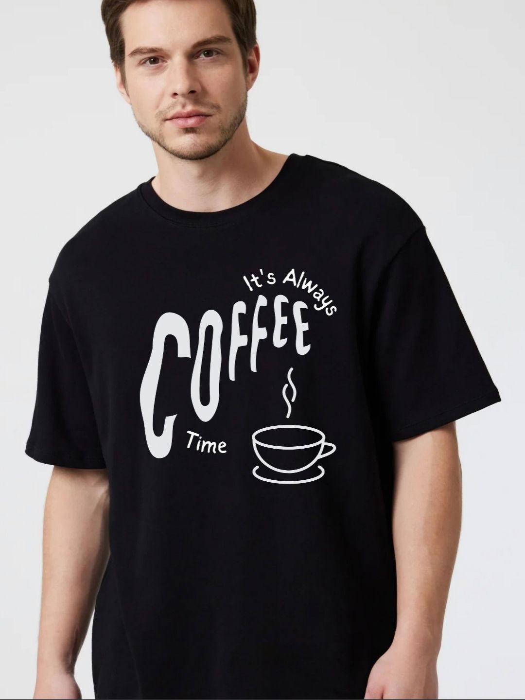Fashnobic Men Dry Fit Typography Printed Round Neck Cotton Oversized T-shirt