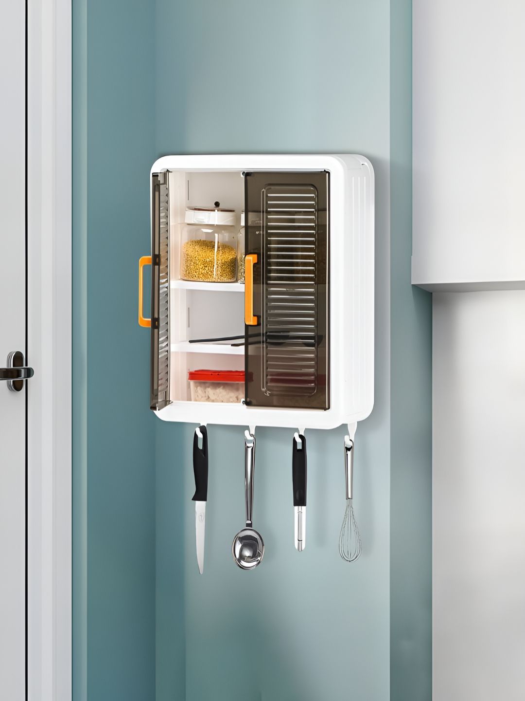 Aura Black & White Wall Mounted Storage Cabinet Bathroom Organiser
