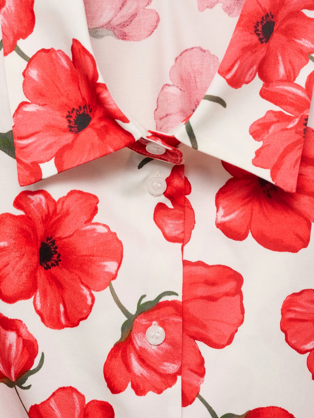Floral Printed Cutaway Collar Tie-Up Detail Crop Shirt
