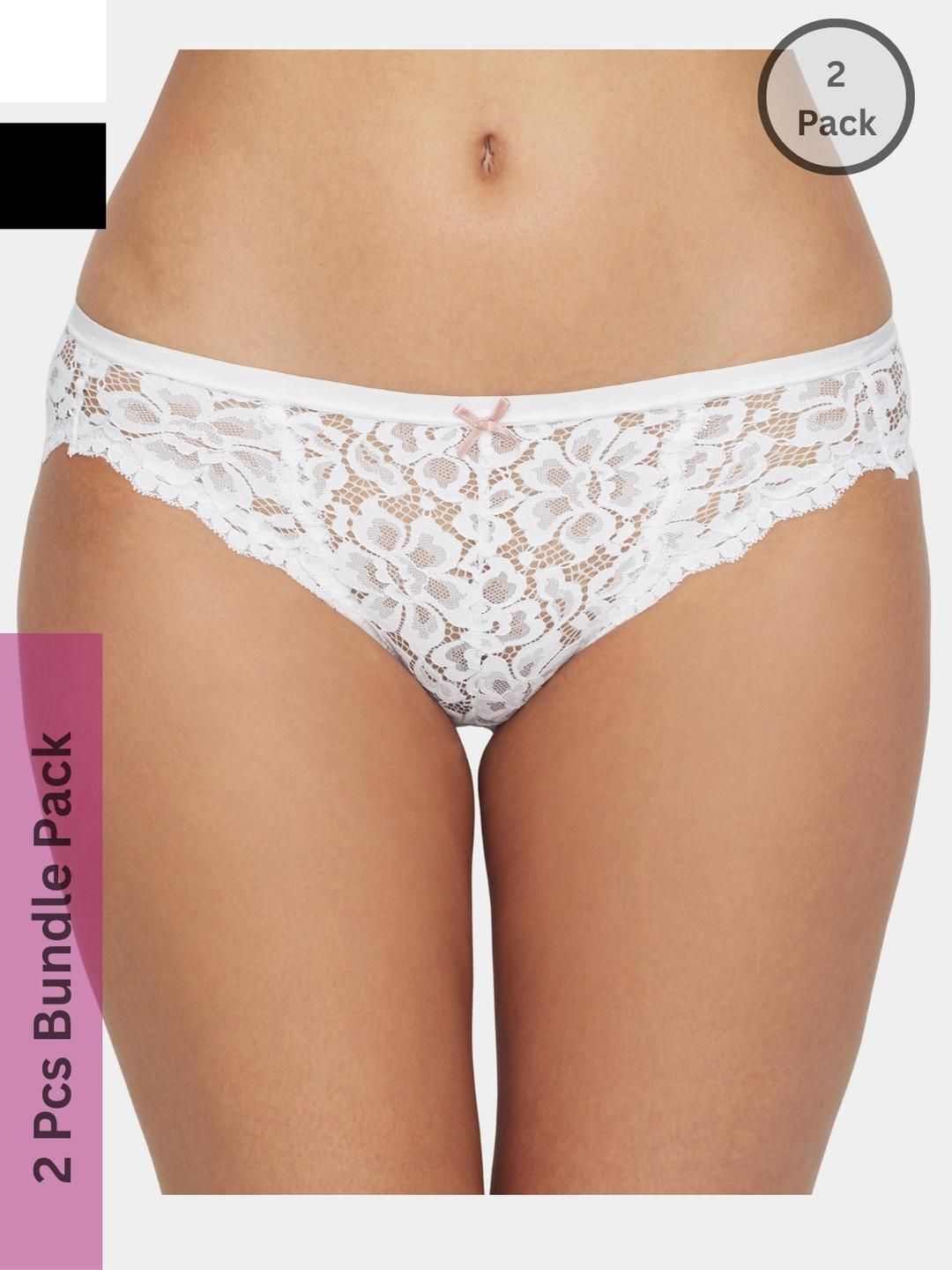 LoveAasan Women Pack of 2 Mid-Rise Thong Briefs