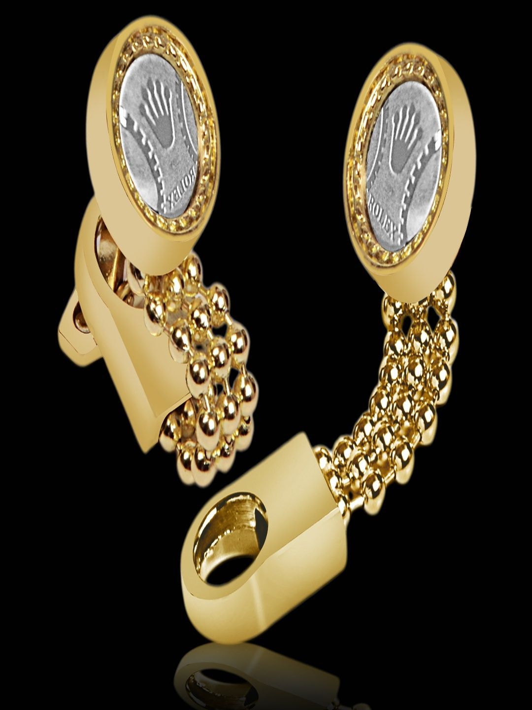 Curren Men Set Of 2 Textured Gold-Plated Brass Cufflinks