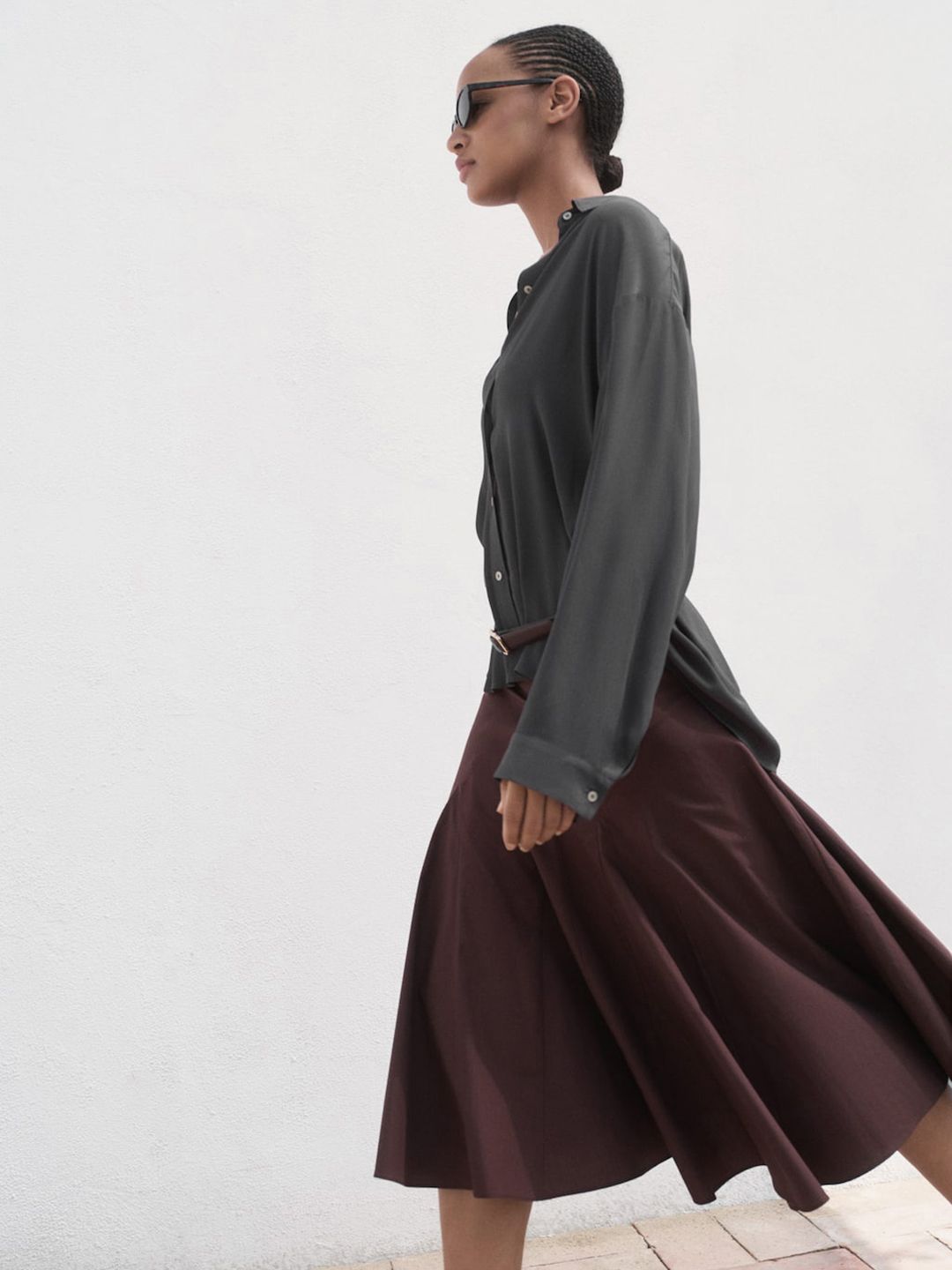 Drop-Shoulder Sleeves Oversized Casual Shirt With High-Low Hem
