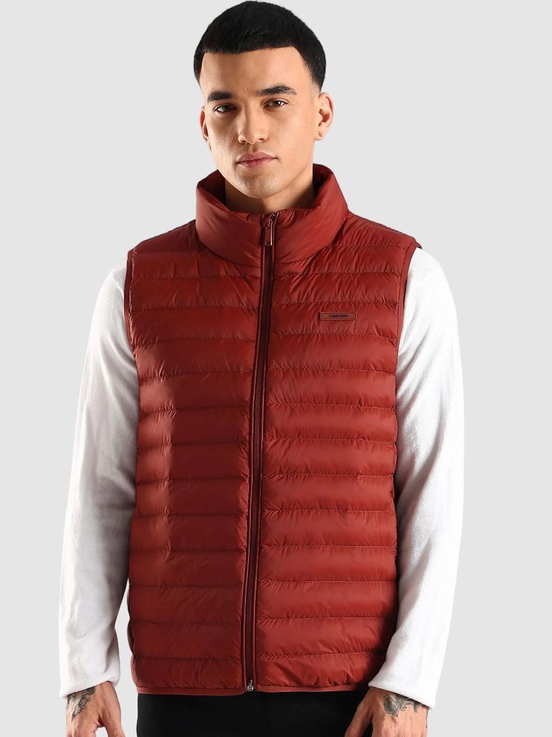Calvin Klein Jeans Men Mock Collar Solid Gilet Jacket