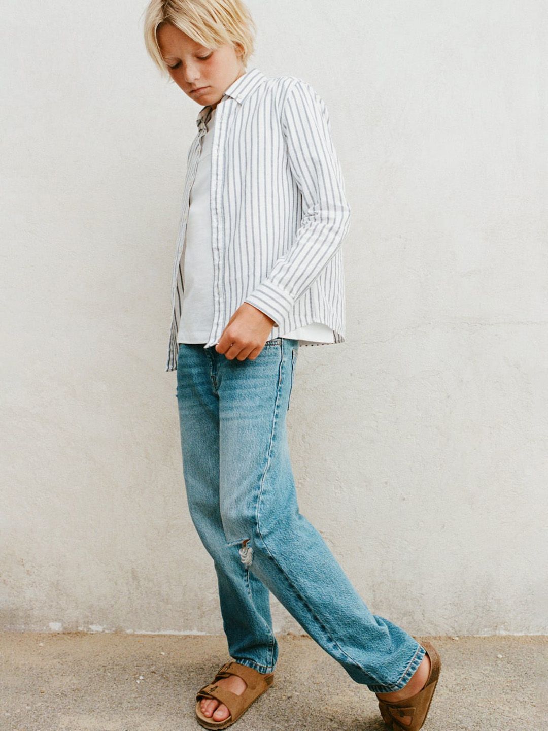 Mango Kids Boys Striped Pure Cotton Shirt